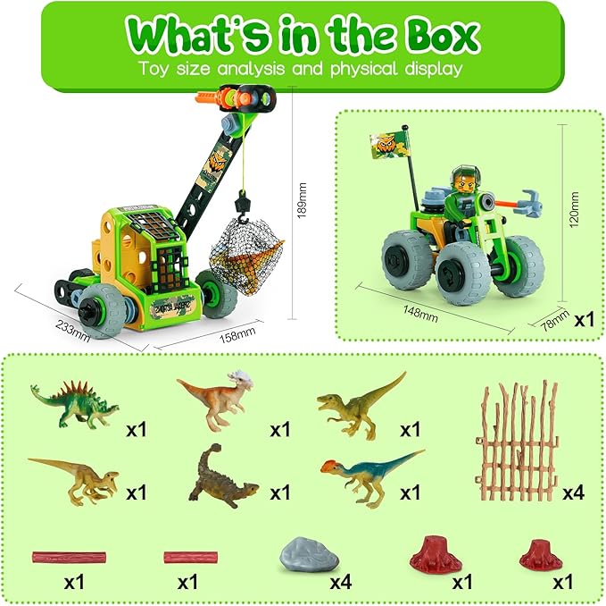 HOMETTER Building Toys, Dinosaur Toy STEM Learning Kit, Construction Blocks for Preschool Kids, Boys Educational Toys Creative Set, Christmas Ideas Gift for Age 5 6 7 8 9 10+ Years Old