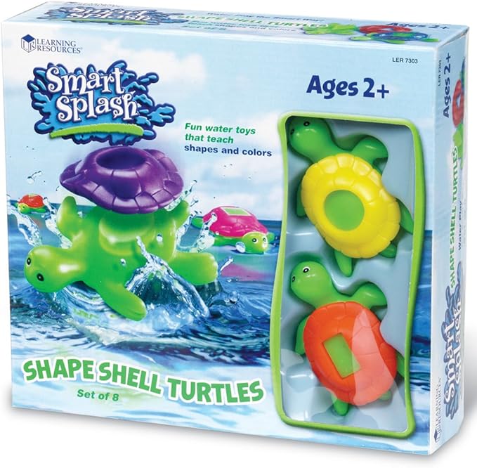 Learning Resources Shape Shell Turtles, Learn Shapes, Bath Toys Set of 8, Ages 2+