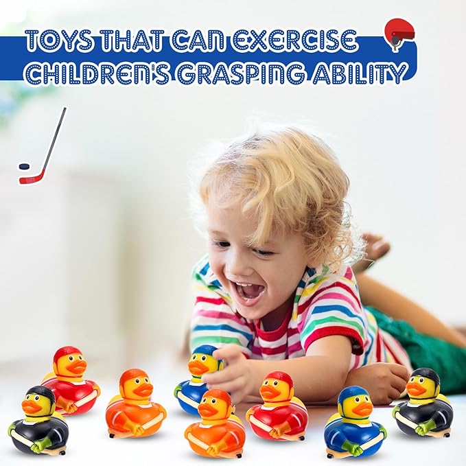 Deekin 50 Pcs Rubber Duck 2 Inch Bulk Sport Party Favors for Birthday Party Decorations Club Player Gift (Hockey Player)