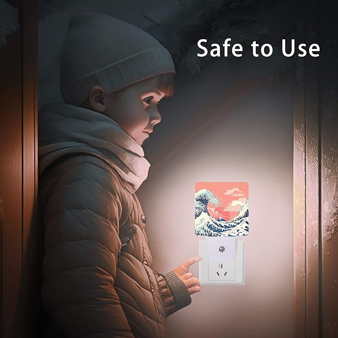 Waves Night Light,Great Waves Plug into Wall Night Lights 0.5W Sleep Friendly for Boys Girls Led Night Light Dusk to Dawn Sensor Nightlight for Stairway/Hallway/Kitchen