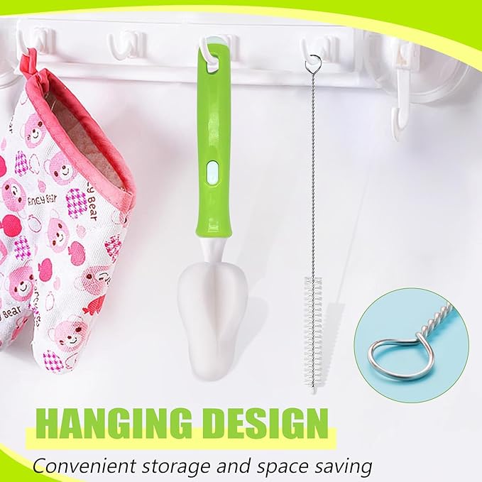 INVODA 24 PCS Sponge Nipple Bottle Brushes, Baby Bottle Brush with 8 PCS Nipple Cleaner, 8 PCS Replacement Heads and 8 PCS Straw Brushes (White)