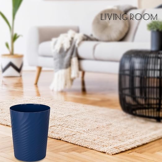 UUJOLY Plastic Small Trash Can Wastebasket, Garbage Container Basket for Bathrooms, Laundry Room, Kitchens, Offices, Kids Rooms, Dorms, (Navy Blue, 1.8 Gallon/2 Pack)