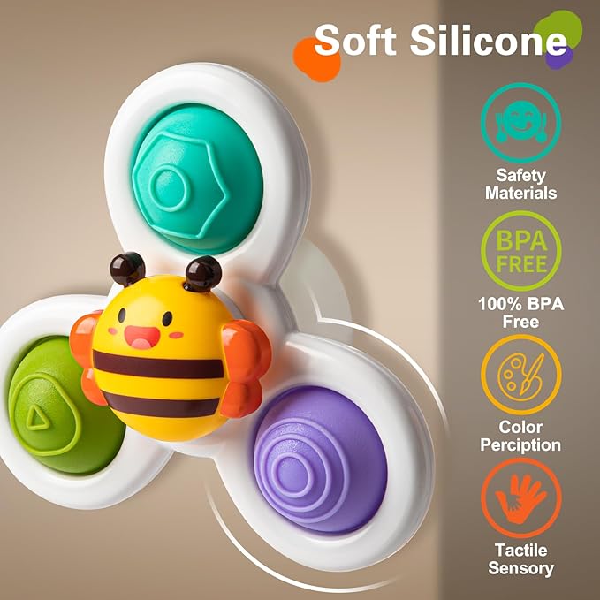 3PCS Suction Cup Spinner Toys for 1-2 Year Old Boys Spinning Toys Sensory Toys for Toddlers 1-3 Gifts for 1 Year Old Girls