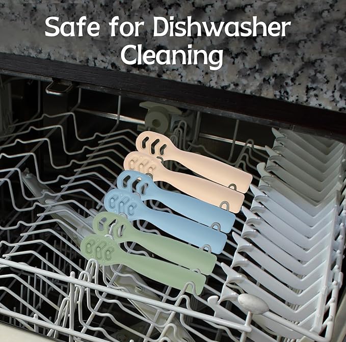 Baby Spoons Self Feeding 6+ Months Set, 6 Pack First Stage Baby Led Weaning Supplies, BPA Free, Toddler Utensils for Soft Tip Silicone Feeding Spoon, Boil and Dishwasher Safe