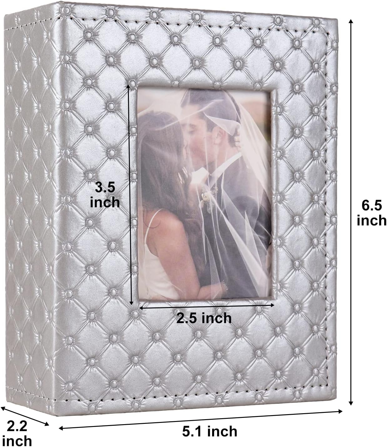 RECUTMS Photo Album 4x6 100 Pockets Photos, Button Grain PU Leather Photo Books Small Picture Album for Baby Family Wedding Christmas Photo Albums Holds 100 Vertical Photos (Grey)