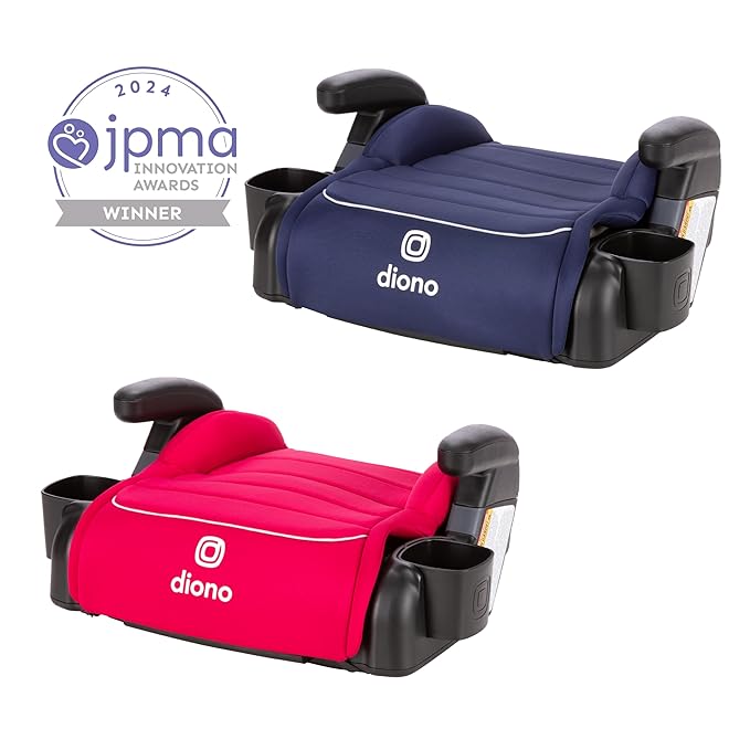 Diono Connect3 R Backless Booster Pack of 2, Slim Fit 3-Across in Many Mid-Sized Sedans and SUVs, for Children from 40-120 lbs., Lightweight with Cupholder, Blue Surge/Pink Cotton Candy