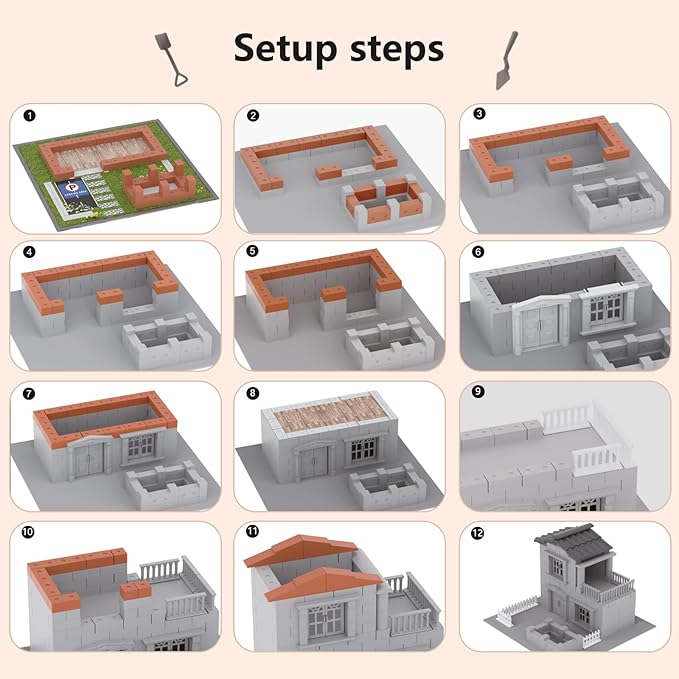Mini House Building Kit for Kids Age 8+ - Block Building Toys with Real Mini Bricks, STEM Creative Gifts for Boys Girls- DIY Tiny House Construction Set