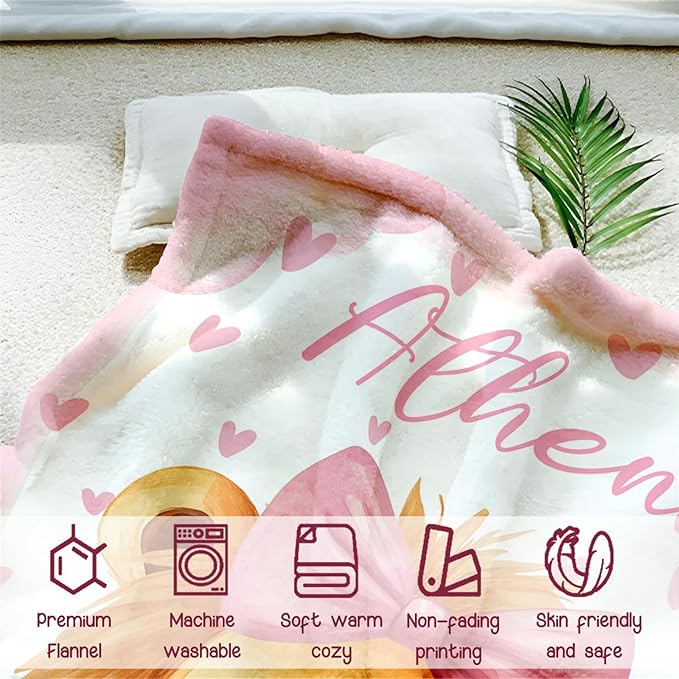 Personalized Baby Blanket for Girls, Custom Baby Blanket with Name, Soft Cozy Personalized Name Blankets for Kids, Customized Lion Blanket for Infant Toddler Birthday Christmas