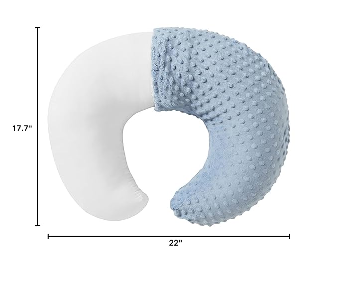 Nursing Pillow and Positioner with Cover for Breastfeeding and Bottle Feeding, Propping Baby, Tummy Time, Baby Sitting Support, Awake-Time Support (Blue, 22" x 17.7" x 5.9")