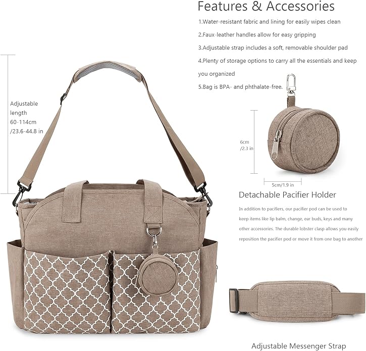 Lmbabter Diaper Bag Tote with Changing Station Upgrade Multi-Function Baby Bag with Adjustable Shoulder Strap