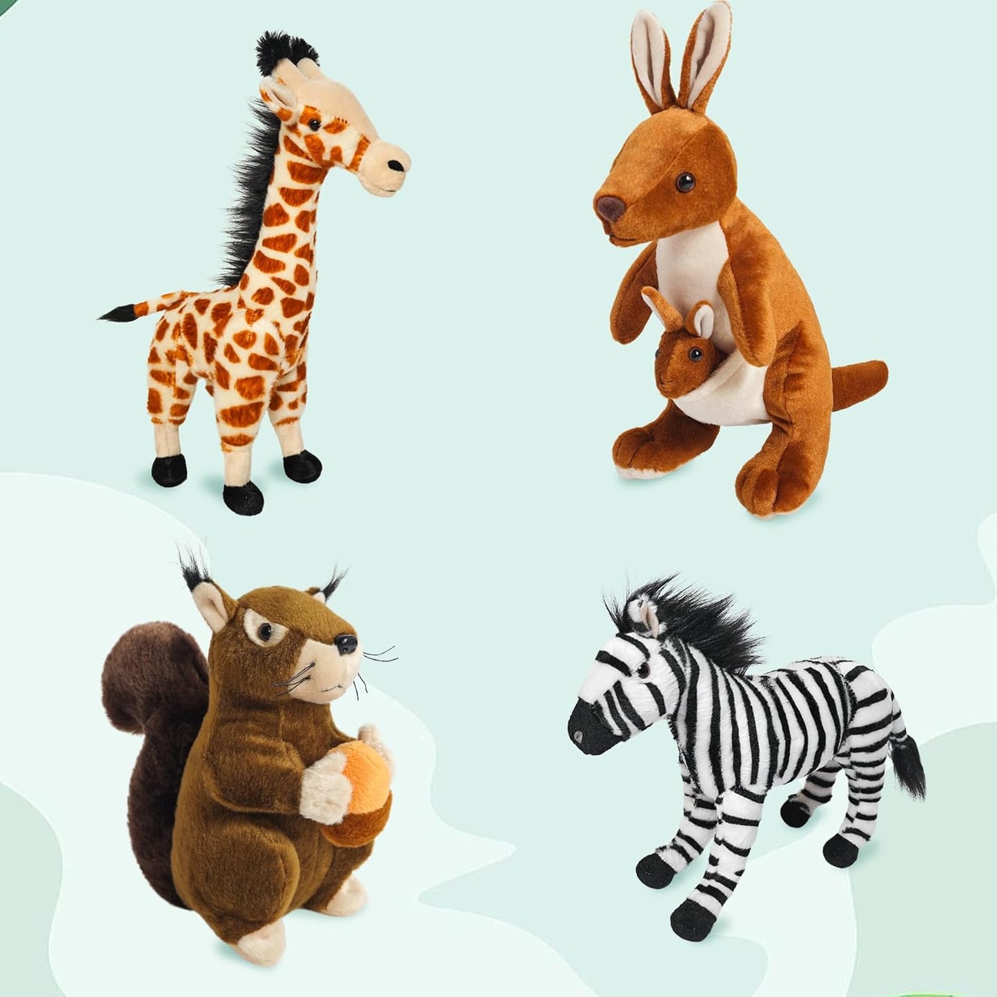 Kangaroo Stuffed Animal Toys, Standing Kangaroo Doll with Plush Toys of Joey, for Boys Girls Birthdays Halloween Gifts-13’’