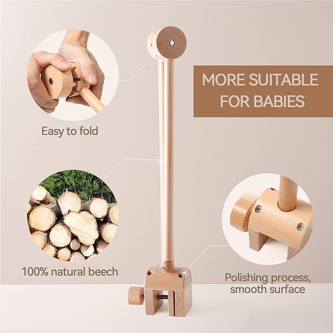 let's make Baby Crib Mobile Arm - Wooden Baby Mobile Crib Holder Height Adjustable for Hanging Baby Crib Attachment for Nursery Decor