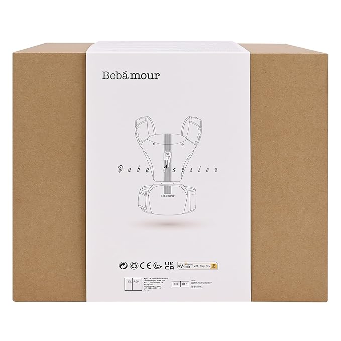 Bebamour Baby Carrier Newborn to Toddler with Hip Seat Baby Carrier Front and Back Carry Carrier with Head Hood, 3 PCS Teething Pads,Storage Bag (Gray-Knit)