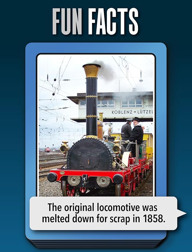 100 PICS Smart Cards Trains Card Game | 7 Games in 1 - Matching Pairs, Snap, Trumps, Rummy | Top Travel Game, Gift, Stocking Stuffer | for Adults, Kids, Boys, Girls | Age 5+, 1-8 Players