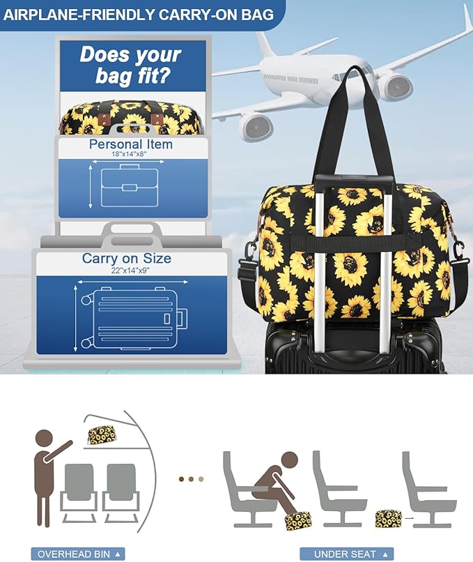 Travel Duffle Bag, Waterproof Weekender Overnight Hospital Bags for Women Men with Toiletry Bag Lightweight Carry on Personal Item Duffle Gym Bag for Travel, Airplanes, Sports