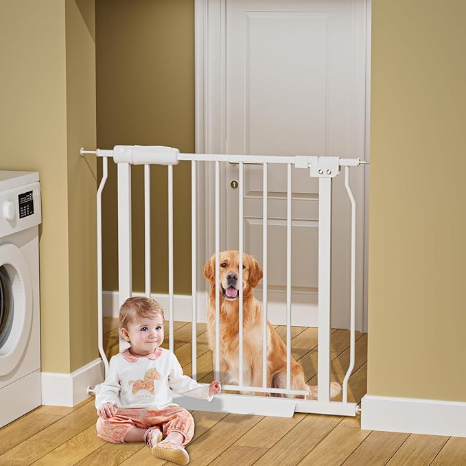 HOOEN Wide Baby Gates for Doorway Stairs Indoor Child Gate for Kid or Pet Dogs Walk Through Pressure Mounted Baby Gate 43.5-48 Inch Wide
