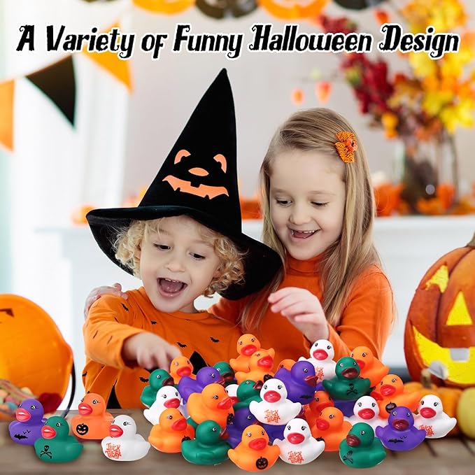 200 Pcs Halloween Rubber Ducks Assorted Rubber Duckies Bulk Mini Pool Bath Toy Ducks Cute Small Tiny Ducky for Halloween Party Favors Classroom Exchange Gifts
