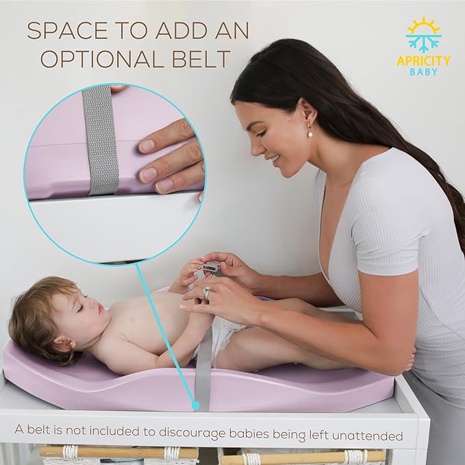 Apricity Baby Diaper Changing Pad – Waterproof Wipe-Clean Foam Changing Mat with Raised Sides, Non-Slip Base & Portable Design, Extra-Large 31.5” × 19.7” for Newborn to Toddler (Pink)