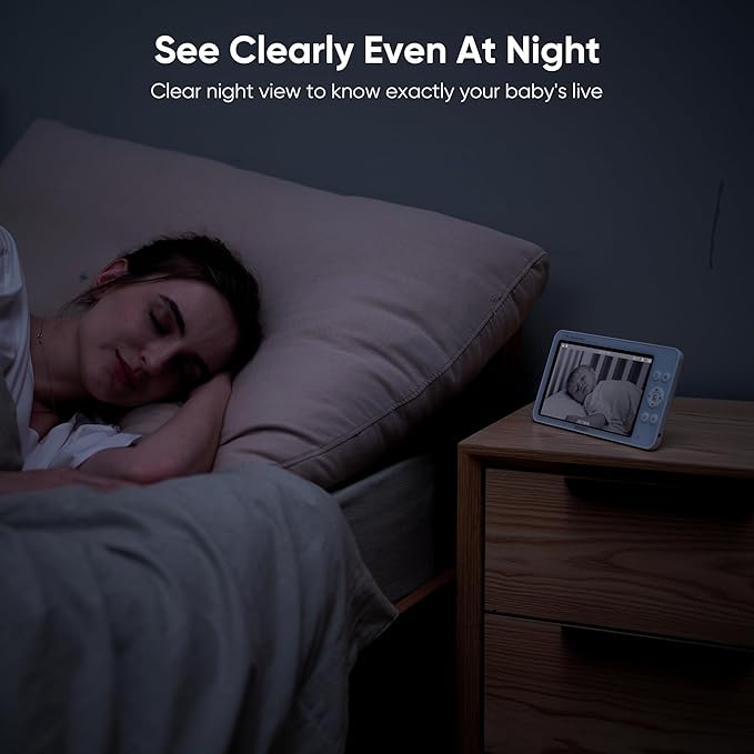 bonoch MegaView Baby Monitor with 2 Cameras, 7" 720P HD Split Screen Baby Monitor No WiFi, Video Monitor with Camera and Audio, 6000mAh, VOX Mode, 2 Way Audio, Remote PTZ, Night Vision