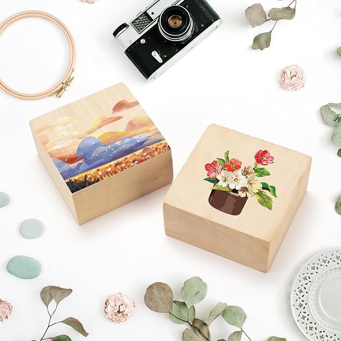 4 Pcs Basswood Carving Blocks, 4 x 4 x 2 inch Whittling Bass Wood Blocks Kit, Carving Soft Wooden Block for Beginners and Professional Artists DIY Wood Carving Crafts