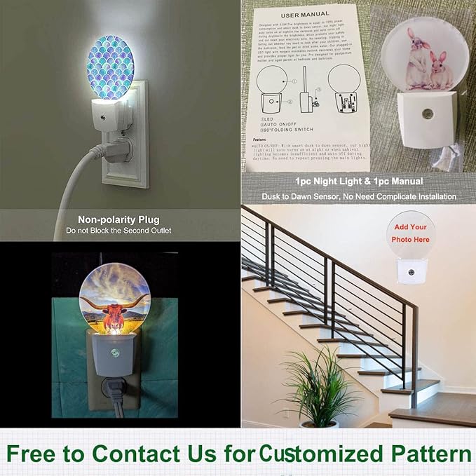 Boho Mandala Night Light Vintage Floral Flowers Carpet Pattern Night Lights Plug into Wall 0.5W LED Lighting Auto on/Off for Hallway Stairway Kitchen Home Decor