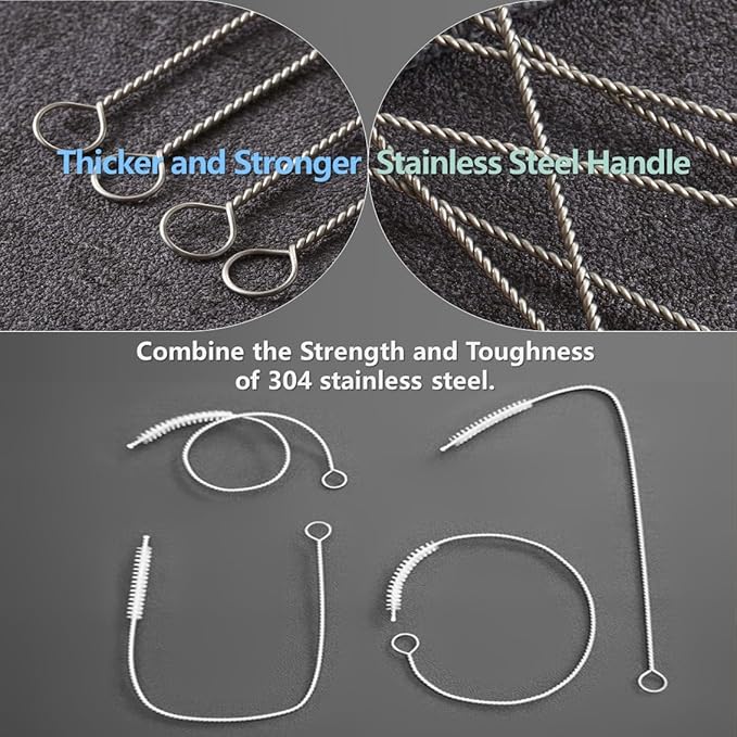 Straw Cleaner Brush Straw Brush for 40 oz Stanley Straw Cleaner Brush Extra Long 12 inch, Nylon Stainless Steel Small Cleaning BrushâBlue&Cyan Series