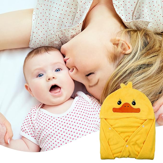 ROMASA Baby Bath Towel Ultra Soft Hooded Towel Highly Absorbent Bathrobe Blanket Toddlers Shower Gifts for Boys Girls- 27.5" x 55" (Yellow)