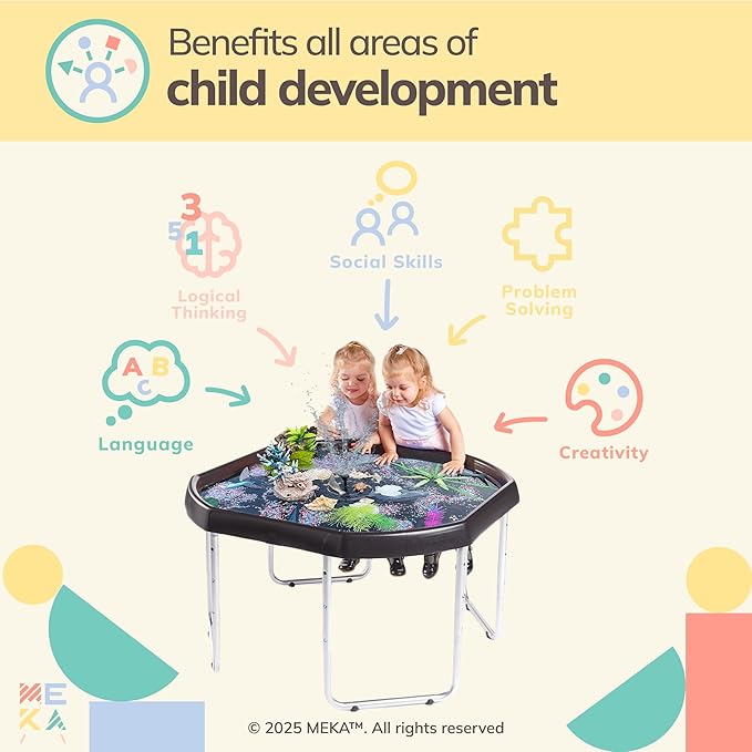 Large Tuff Tray Set Solar Fountain Bundle, Sensory Tray Plus Stand, Sand and Water Table for Toddlers, Outdoor Water Table and Sensory Table, Kids Water Table, Tuff Tray for Sensory Play