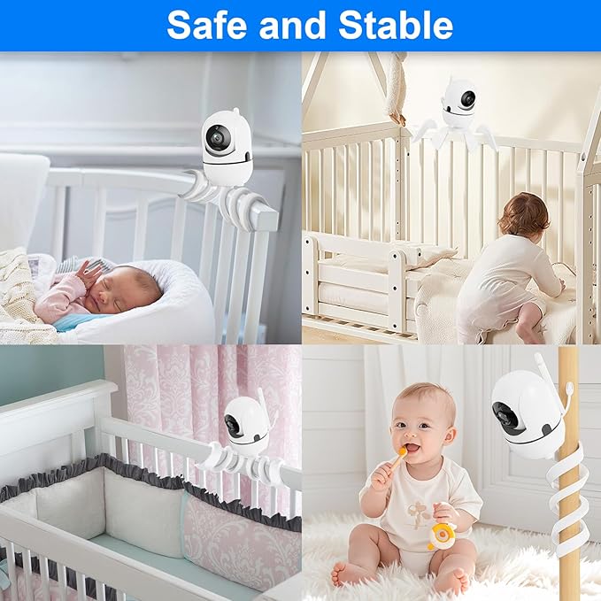 Flexible Baby Monitor Mount for HelloBaby HB6550/Pro/HB6560/HB6240/HB65/HB6351/HB6339/ HB66 Baby Camera Mount Adjustable Long Gooseneck Bracket, Baby Monitors Holder No Tools or Wall Damage (20 inch)