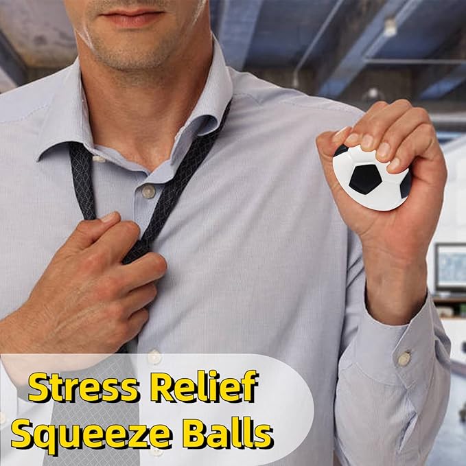 24 Pcs Mini Foam Sports Balls,2.5In Squeezable Stress Soccers,Stress Relief Squeeze Balls for Stress,Anxiety Relief,Kids Party Favor Toy,Fidget Toys,Ball Games