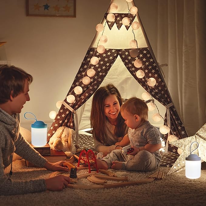 Kids Lantern Night Light,STARTOGO Portable Lamp Battery Powered,3000K Eye-Caring Warm Light,Stepless Dimmable,Rechargeable LED Tent Lantern,Perfect as Nursery Night Lights,Kids Camping Lantern.Blue