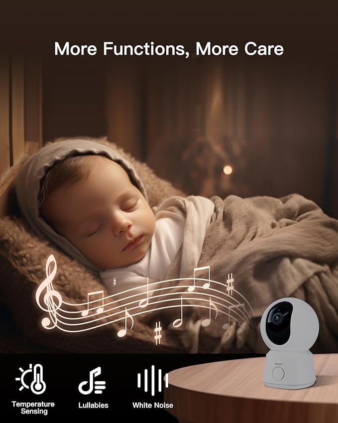 ARENTI Video Baby Monitor with Camera and Audio, 5-inch Smart Baby Camera Monitor with Free Phone App, 1080P, VOX, PTZ, One-Touch Call, Temp Sensor, Lullaby, Night Vision, Auto Tracking, 2-Way Talk