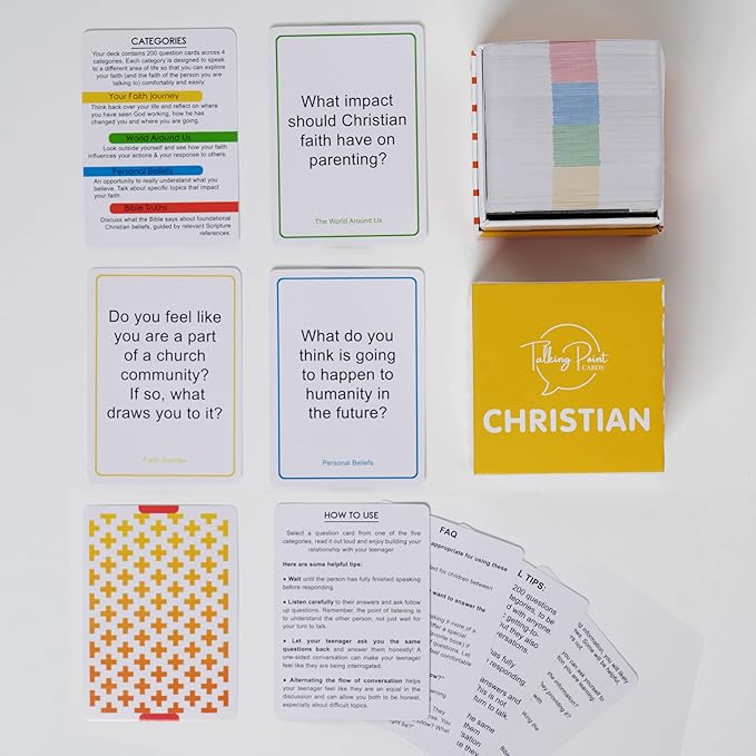 200 Conversation Cards for Christians - Explore Your Faith and Have Fun on Family Game Night, Bible Study or Youth Groups - Perfect for Church Groups, Couples Game Night, Easter Gifts