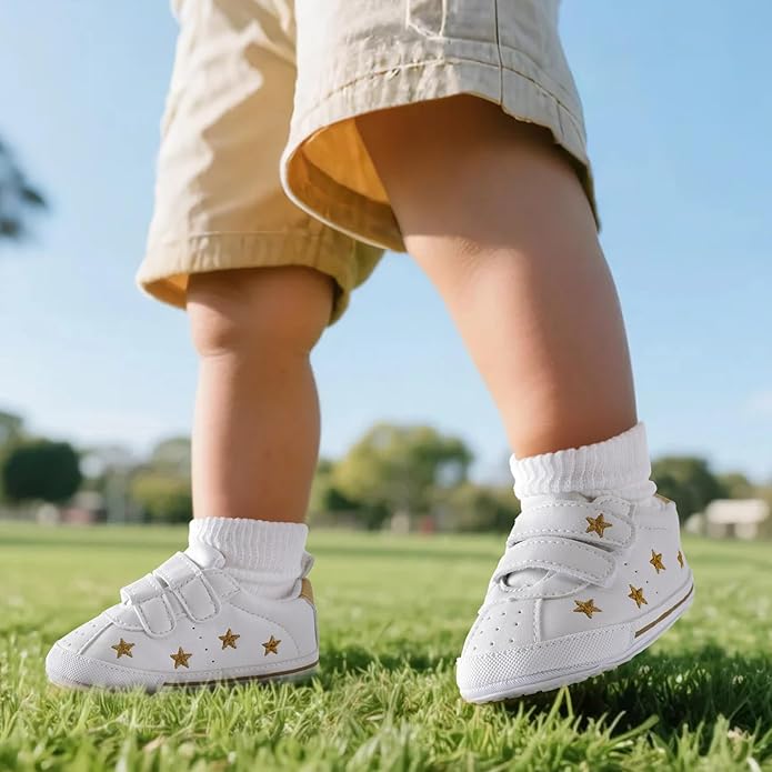 BACSAC Baby Boys Girls Lightweight Shoes Non-Slip Rubber Soft Sole Sneakers Infant First Walking Toddler Crib Shoes Newborn Breathable Loafers Flats 0-18 Months