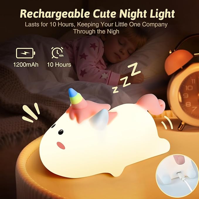 Dealswin Night Light for Kids, Cute Animal Touch lamp, Color Changing Silicone LED Night Light, Table Lamp Bedside Lamp Nursery Night Lamp Gifts for Girls Toddler Baby Room Decor