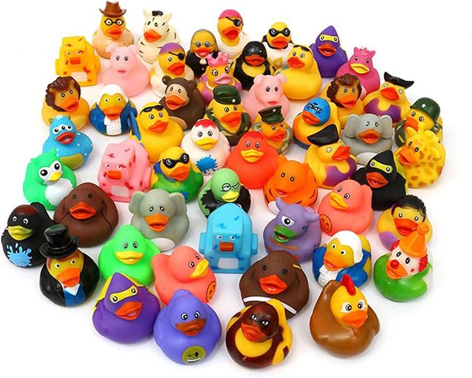 XY-WQ Rubber Duck 50 Pack for Jeeps Bath Toy Assortment - 2.3 Inch Bulk Floater Duck for Kids - Baby Showers Accessories - Party Favors, Birthdays, Bath Time, and More (50 Varieties)
