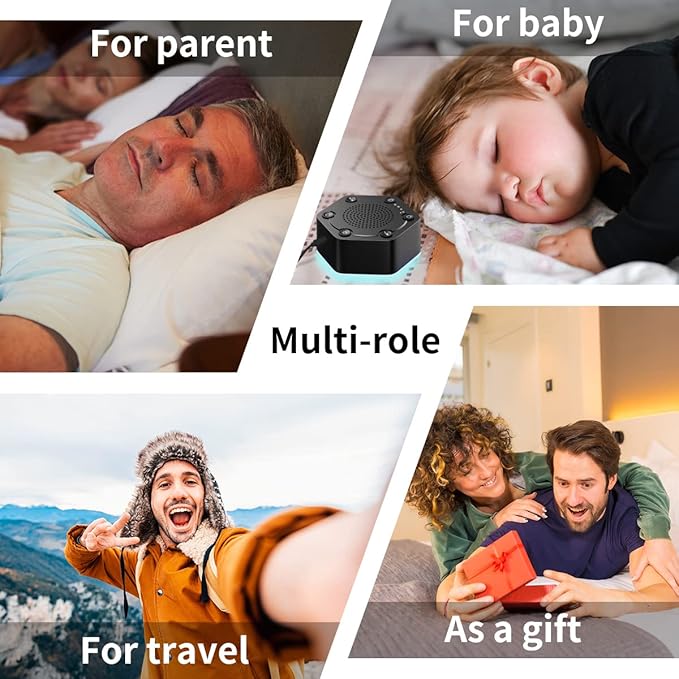 High Fidelity White Noise Sound Machines with 30 Unique Non-Looping Soothing Sounds 12 Colors Night Light 4 Timers 10-Level Brightness 32-Level Volume and Memory Function