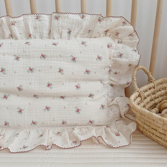 BuLuTu Toddler Pillowcase Cotton Muslin Kids Pillow Cases with Envelope Closure Soft Pillow Protectors Toddler Boys Girls Small Pillow Covers for Sleeping Traveling, 1 Piece,Berry Pattern,14"x20"