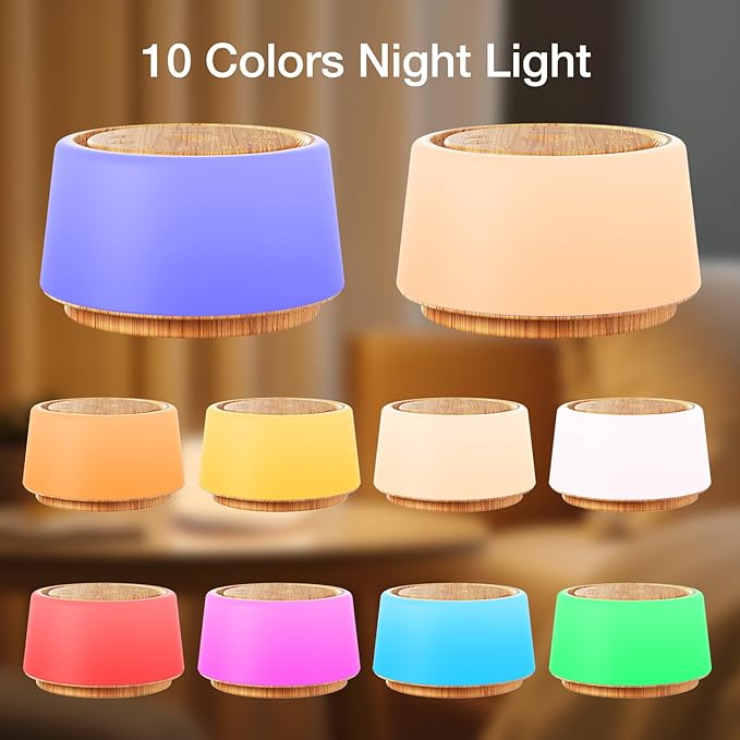 White Noise Sound Machine | White Noise Machine for Sleep | 30 Soothing Sounds | 10 Colors Night Light | Portable Sound Machine for Home Travel(Wood Grain)