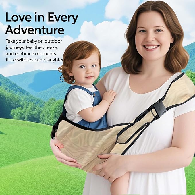 Baby Sling Carrier Toddler Carrier Boys Girls Newborn to Toddler Safety Adjustable Non-Slip Baby Half Wrapped Sling Baby -Carrying 8-35lbs Beige Zebra