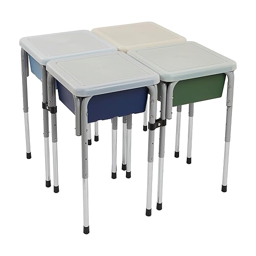 ECR4Kids 4-Station Sand and Water Adjustable Play Table, Sensory Bins, Earthtone