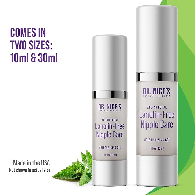 Dr. Nice's Moisturizing Gel - Lanolin-Free Nipple Cream for Breastfeeding - Nursing Essentials With Instant Cooling Relief for Sore Nipples - Water-Based Moisturizer Safe for Mom & Baby - (1 Fl. Oz)