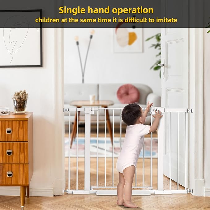 Easy Step Walk-Thru Baby Gate – Adjustable Safety Gate for Babies & Pets, Pressure Mount Kit, Includes Wall Cups – 29.7-40.5W x 30.5H, Auto-Close