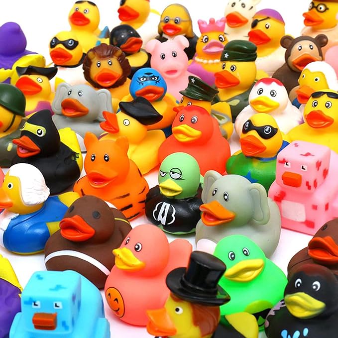 XY-WQ Rubber Duck 150 Pack for Jeeps Bath Toy Assortment - 2.3 Inch Bulk Floater Duck for Kids - Baby Showers Accessories - Party Favors, Birthdays, Bath Time, and More (50 Varieties)