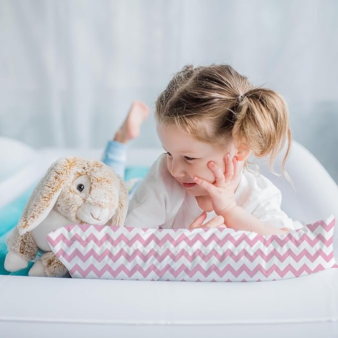 Little Sleepy Head Toddler Pillow with Pillowcase 13x18 - Kids Pillow for Sleeping - Better Neck Support Ergonomic Pillow and Toddler Pillowcase - Best Pillows for Kids (Chevron Pink)