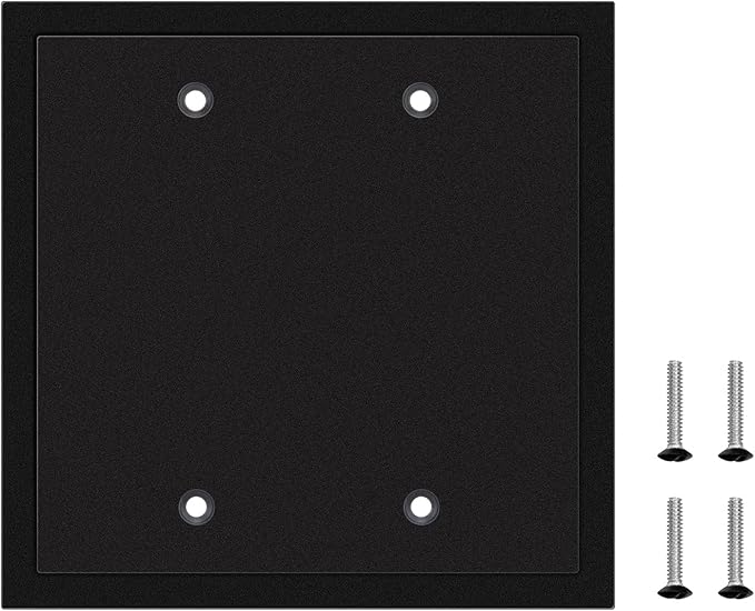Henne Bery Modern Edge Decorative Wall Plate Switch Plate Outlet Cover, Durable Solid Zinc Alloy (Double Blank, Matte Black)