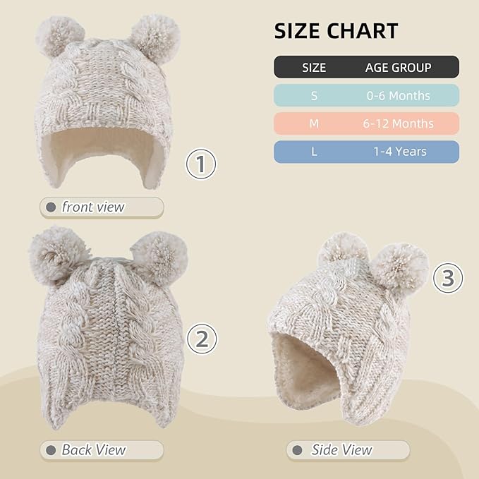 Zsedrut Winter Baby Boy Hats Pompom Baby Beanie for Girls Fleece Newborn Infant Toddler Beanie