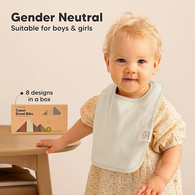 KeaBabies 8-Pack Organic Baby Bibs for Boys, Girls - Super Absorbent Cotton Drool Bibs for Baby Girl & Boy, Teething Toddler, Drooling Newborn, Ultra Soft & Machine Washable (Terracotta)
