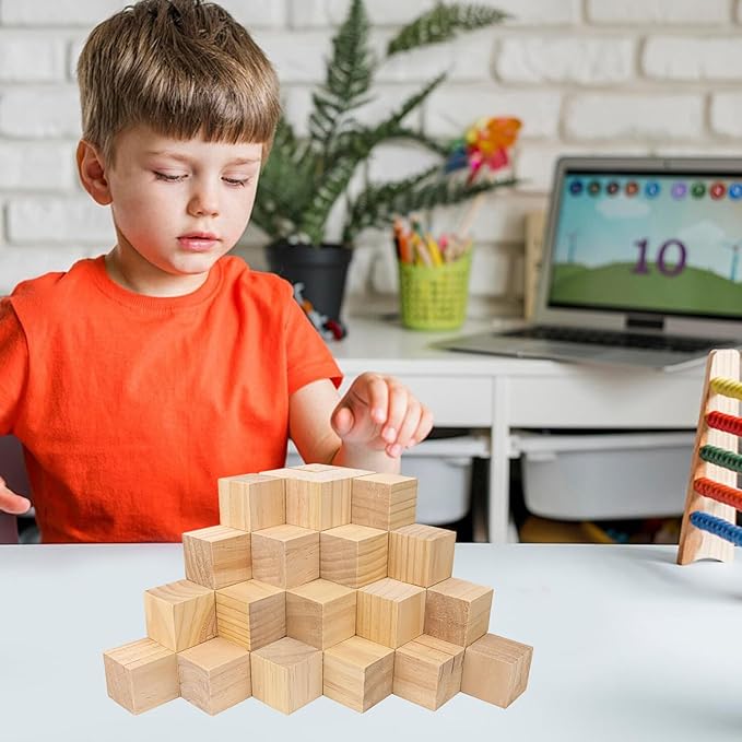 80 PCS Premium 2 Inch Wooden Cubes, Natural Pine Wood Cubes for Crafts, Wood Blocks Ready for Artistic DIY Projects-Unleash Creativity with Blank Wood Blocks