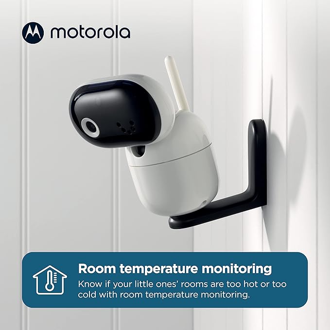 Motorola Nursery Video Baby Monitor with 2 Cameras, 5" Screen HD, No WiFi, Wall Mount, Long Range, 2-Way Audio, Temperature Sensor, Motorized, Lullabies, Cry Detection, PIP1610-2 HD